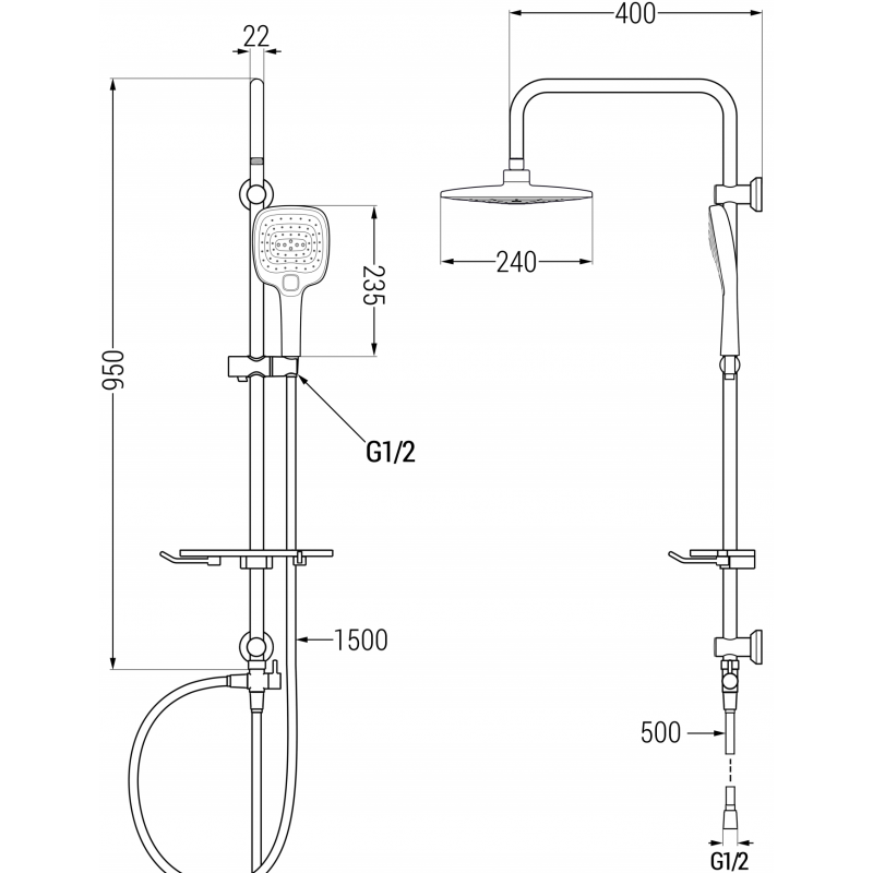Mexen T17 dušo kolona, chromas/baltas - 798171793-02