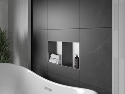 Mexen X-Wall-NR be apvado įleidžiama lentyna su lentyna 60 x 30 cm, inox - 1911603010S