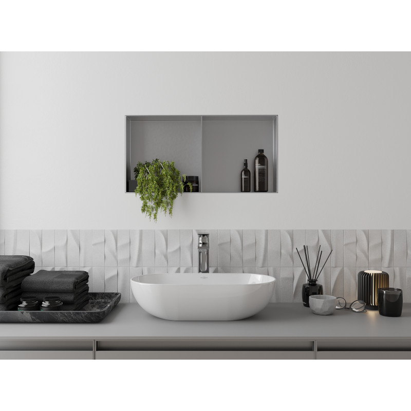 Mexen X-Wall-NR gilė polica nerenkant krašto su lentyna 60 x 30 cm, inox - 1911603010S