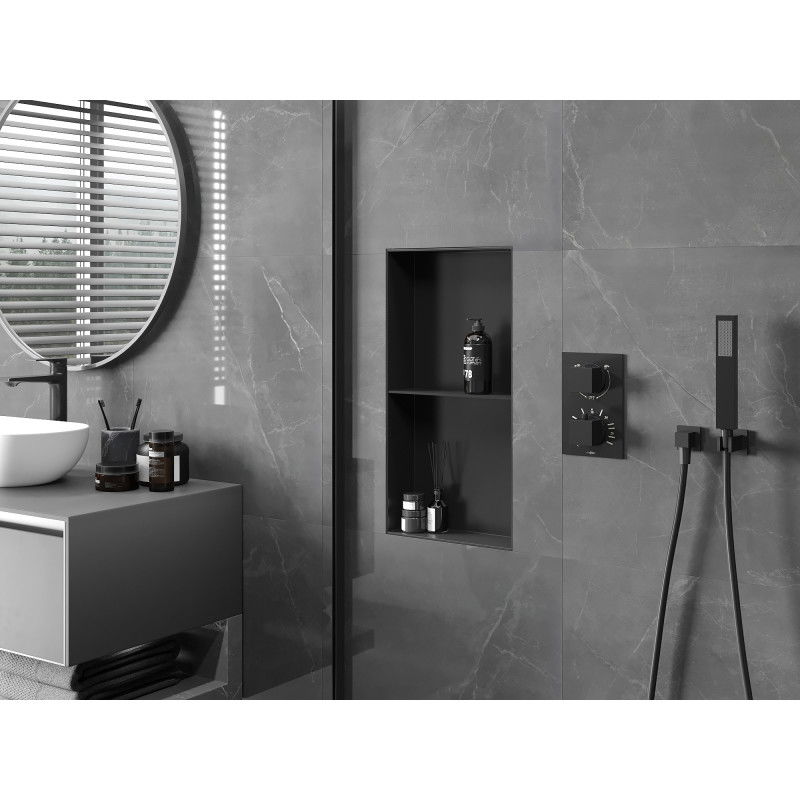 Mexen X-Wall-NR nišinė lentyna be apvado su lentynėle 60 x 30 cm, juoda - 1971603010S