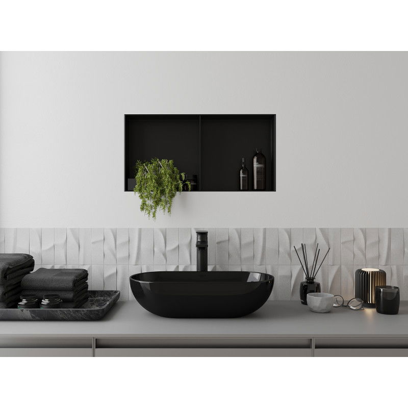 Mexen X-Wall-NR nišinė lentyna be apvado su lentynėle 60 x 30 cm, juoda - 1971603010S