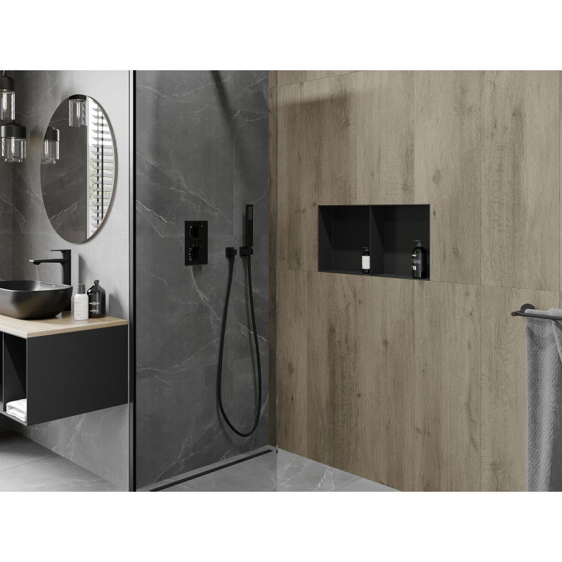 Mexen X-Wall-NR nišinė lentyna be apvado su lentynėle 60 x 30 cm, juoda - 1971603010S