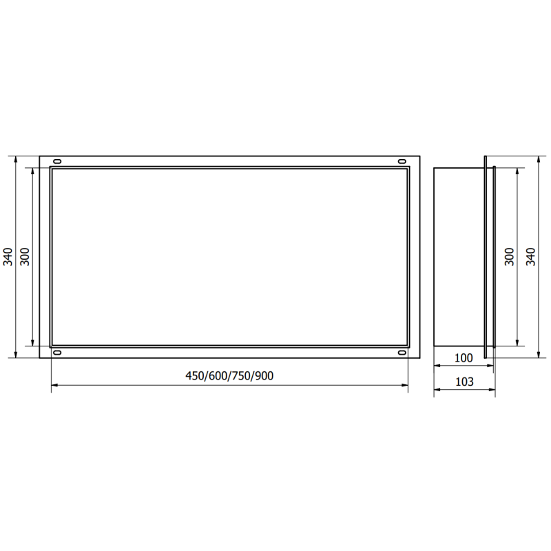 Mexen X-Wall-NR įmontuojama lentyna be apvado 75 x 30 cm, inox - 1911753010
