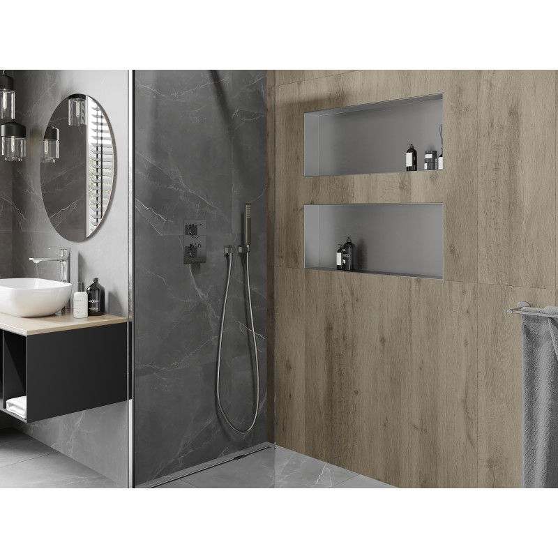 Mexen X-Wall-NR įmontuojama lentyna be apvado 75 x 30 cm, inox - 1911753010