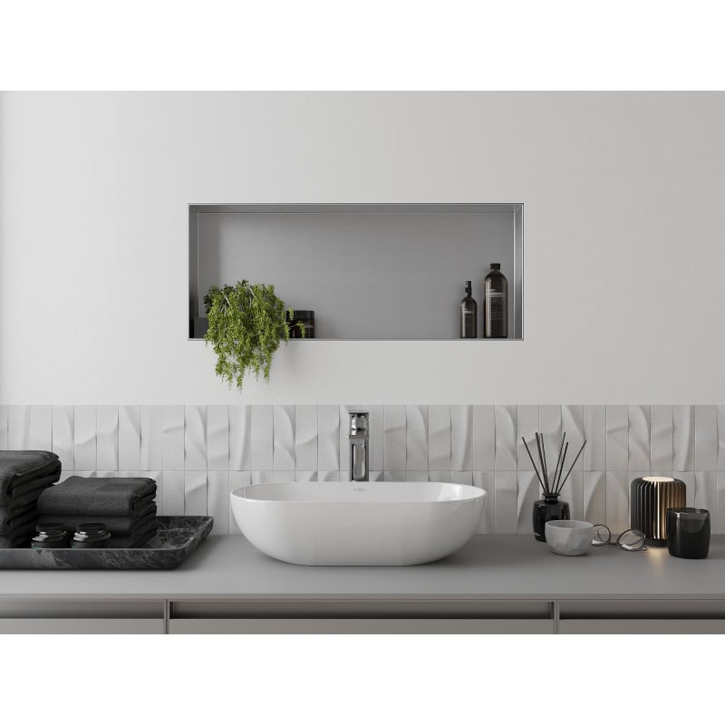 Mexen X-Wall-NR įmontuojama lentyna be apvado 75 x 30 cm, inox - 1911753010