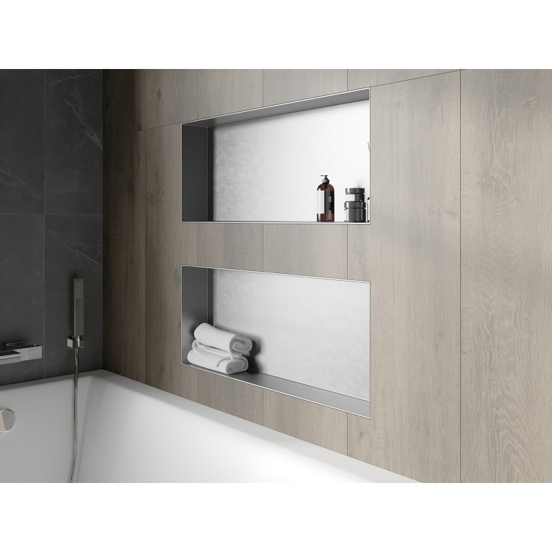 Mexen X-Wall-NR nišinė lentyna be apvado 75 x 30 cm, nerūdijantis plienas - 1911753010