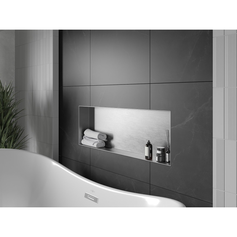 Mexen X-Wall-NR nišinė lentyna be briaunos 90 x 30 cm, inox - 1911903010