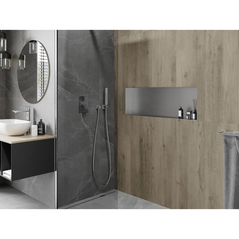 Mexen X-Wall-NR nišinė lentyna be apvado 90 x 30 cm, inox - 1911903010