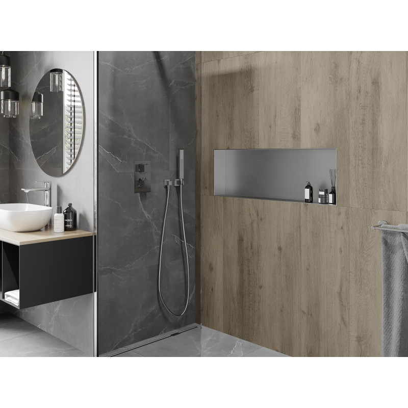 Mexen X-Wall-NR nišinė lentyna be briaunos 90 x 30 cm, inox - 1911903010
