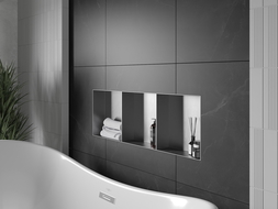 Mexen X-Wall-NR nišinė lentyna be kraštų su lentyna 90 x 30 cm, inox - 1911903010S