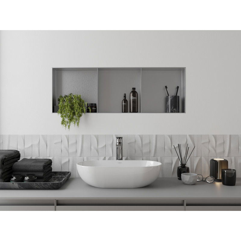 Mexen X-Wall-NR nišinė lentyna be kraštų su lentyna 90 x 30 cm, inox - 1911903010S