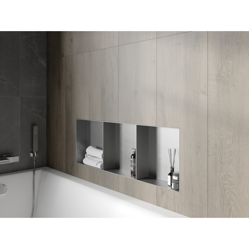 Mexen X-Wall-NR nišinis lentyna be apvadų su lentyna 90 x 30 cm, inox - 1911903010S
