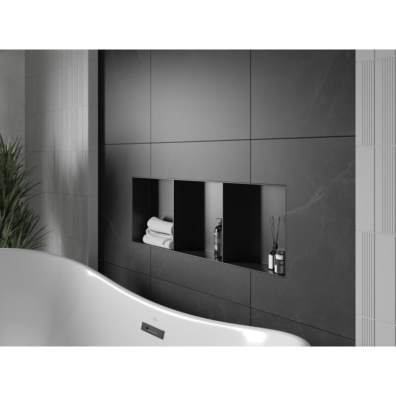 Mexen X-Wall-NR nišinė lentyna be apvado su lentyna 90 x 30 cm, juoda - 1971903010S