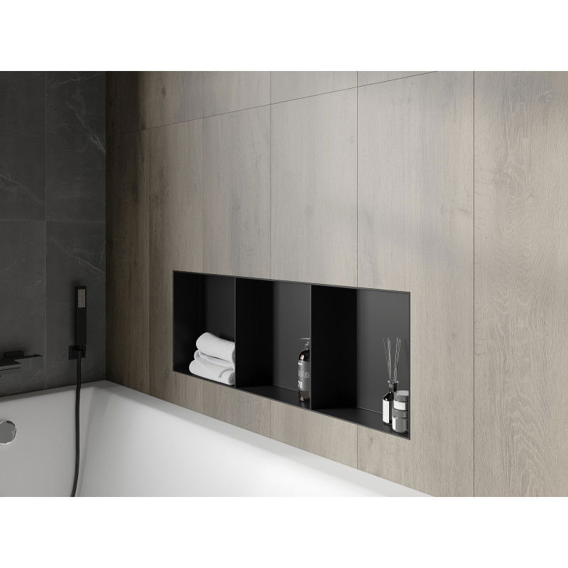 Mexen X-Wall-NR nišinė lentyna be apvado su lentyna 90 x 30 cm, juoda - 1971903010S