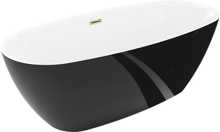 Mexen Luvo Slim laisvai stovinti vonia 170 x 75 cm, balta/juoda, aukso spalvos persipylimas - 52801707575-50