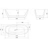 Mexen Luvo Slim laisvai stovinti vonia 170 x 75 cm, balta/juoda, perpylimo anga aukso spalvos matinė - 52801707575-55