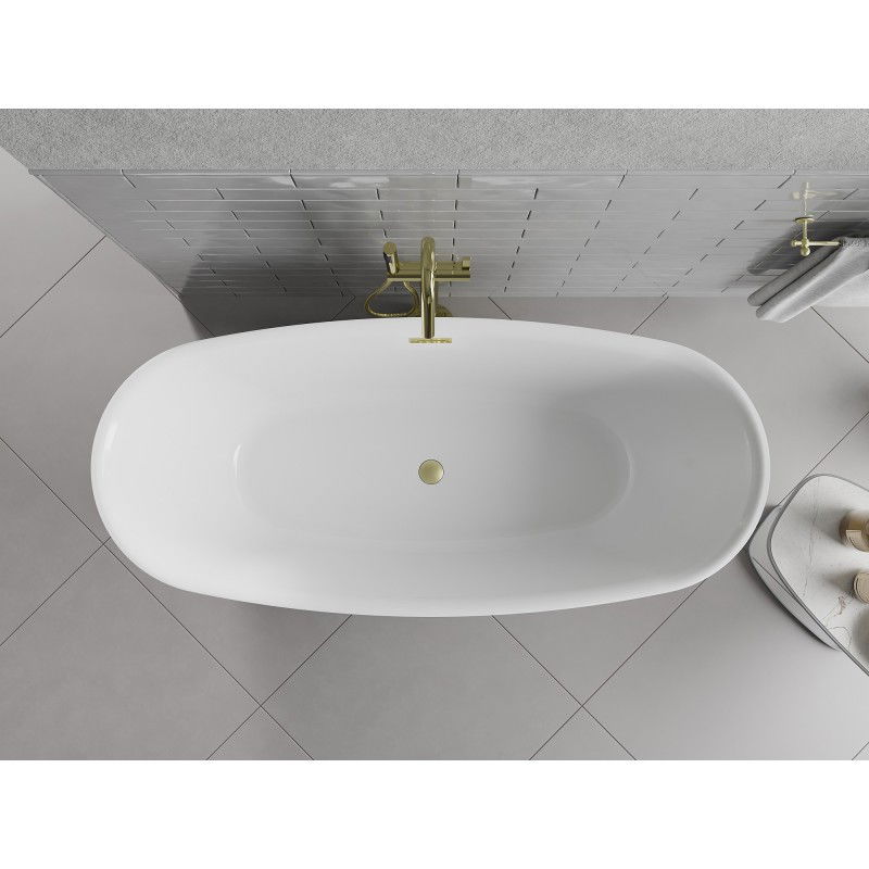 Mexen Luvo Slim laisvai stovinti vonia 170 x 75 cm, balta/juoda, šlifavimo perplauka - 52801707575-55