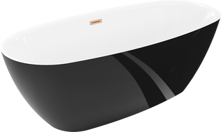 Mexen Luvo Slim laisvai stovinti vonia 170 x 75 cm, balta/juoda, varinis šepetys - 52801707575-65