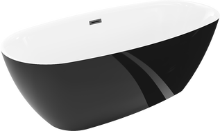Mexen Luvo Slim laisvai pastatoma vonia 170 x 75 cm, balta/juoda, juoda perpylimo anga - 52801707575-70