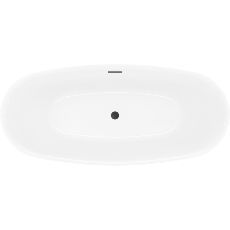 Mexen Luvo Slim laisvai pastatoma vonia 170 x 75 cm, balta/juoda, juoda perpylimo anga - 52801707575-70