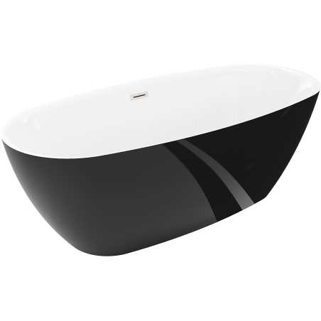 Mexen Luvo Slim laisvai pastatoma vonia 170 x 75 cm, balta/juoda, šlifuoto nikelio perpylimas - 52801707575-97
