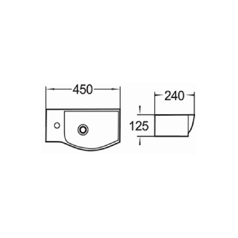 Mexen Hugo praustuvė virš stalviršio dešinė 45 x 24 cm, balta - 21254500R