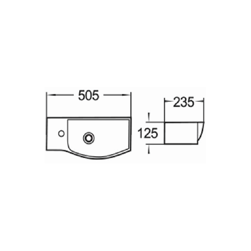 Mexen Hugo praustuvė montuojama ant stalviršio kairė 50 x 23 cm, balta - 21255000L