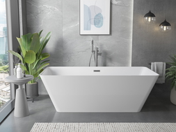 Mexen Velo Slim laisvai stovinti vonia 170 x 75 cm, balta, perpylimas gun metal - 52811707500-95