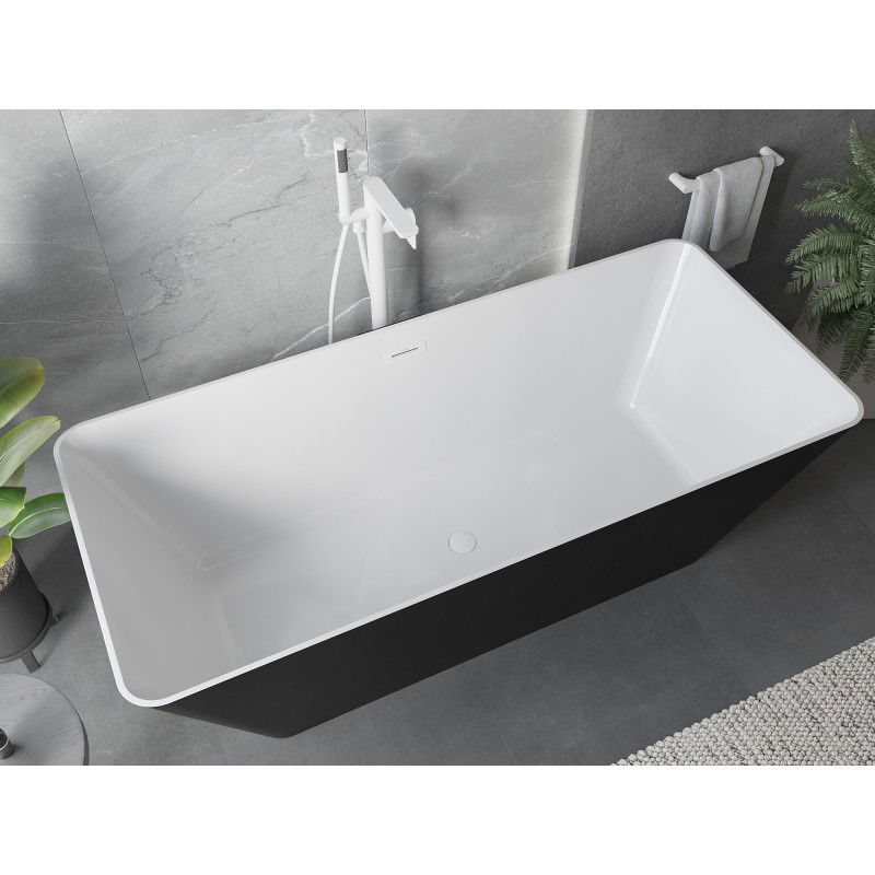 Mexen Velo Slim laisvai pastatoma vonia 170 x 75 cm, balta/juoda, baltas perlietas - 52811707575-20