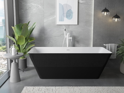 Mexen Velo Slim laisvai pastatoma vonia 170 x 75 cm, balta/juoda, baltas perlietas - 52811707575-20