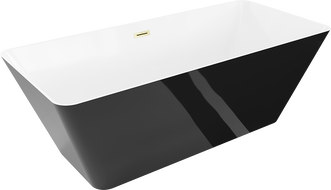 Mexen Velo Slim laisvai pastatoma vonia 170 x 75 cm, balta/juoda, perpylimo anga - auksinė šlifuota - 52811707575-55