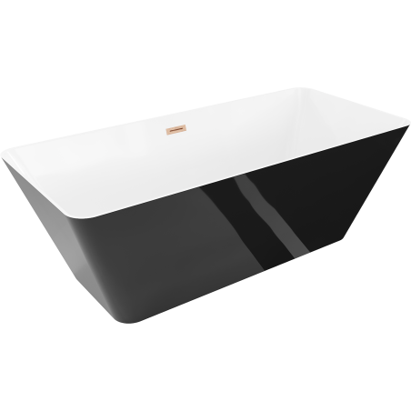 Mexen Velo Slim laisvai stovinti vonia 170 x 75 cm, balta/juoda, šlifuoto vario perpylimas - 52811707575-65