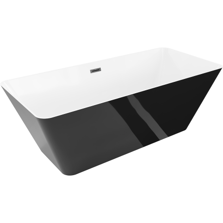 Mexen Velo Slim laisvai pastatoma vonia 170 x 75 cm, balta/juoda, juodas persipylimas - 52811707575-70