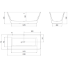 Mexen Velo Slim laisvai stovinti vonia 170 x 75 cm, balta/juoda, matinio nikelio perpylimas - 52811707575-97