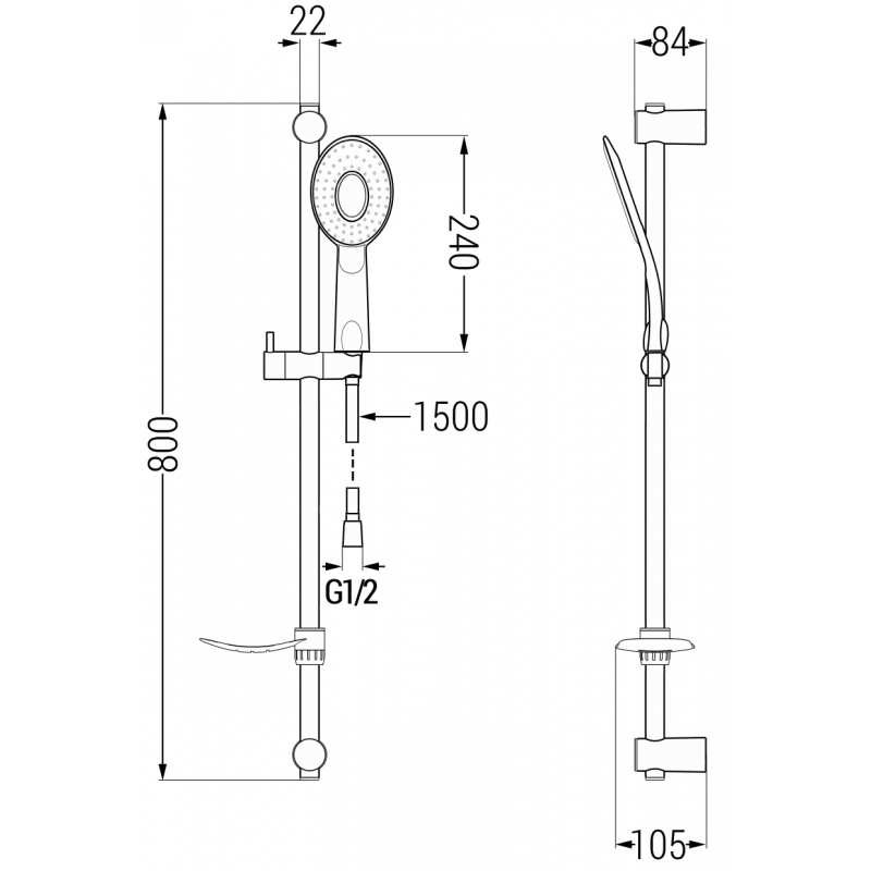 Mexen DF73 stumdomas dušo komplektas, juodas - 785734582-70