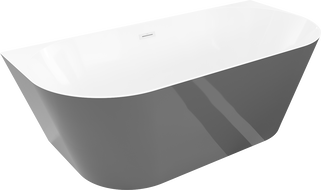 Mexen Oval Slim laisvai stovinti prie sienos vonia 170 x 80 cm, balta/pilka, balta persipylimo anga - 52661708062-20