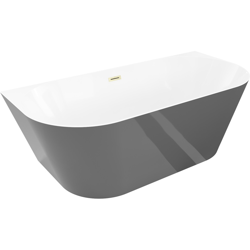 Mexen Oval Sim laisvai pastatoma prie sienos vonia 170 x 80 cm, balta/pilka, perpylimas šlifuota auksinė - 52661708062-55