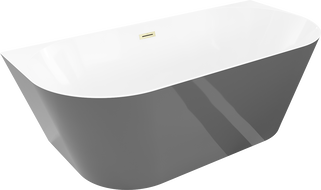 Mexen Oval Slim laisvai stovinti prie sienos vonia 170 x 80 cm, balta/pilka, auksinis šepetėliu šlifuotas persipylimas