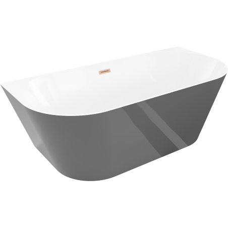 Mexen Oval Slim laisvai pastatoma prie sienos vonia 170 x 80 cm, balta/pilka, šepečiu dengta varinė - 52661708062-65