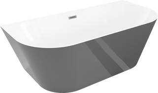Mexen Oval Slim laisvai pastatoma dalinė vonia 170 x 80 cm, balta/pilka, persipylimas gun gray šlifuota - 52661708062-66