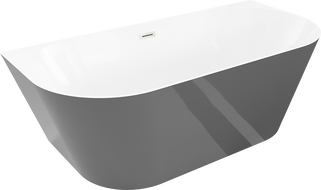 Mexen Oval Sim laisvai pastatoma pusiau kampinė 170 x 80 cm, balta/pilka, šlifuotas nikelis - 52661708062-97