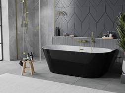 Mexen Oval Slim laisvai stovinti prie sienos vonia 170 x 80 cm, balta/juoda, auksinis perkėlimas - 52661708075-50