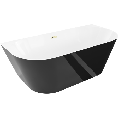 Mexen Oval Slim laisvai pastatoma sieninė vonia 170 x 80 cm, balta/juoda, aukso spalvos šlifuota perpylimas - 52661708075-55