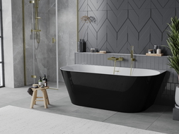Mexen Oval Slim laisvai pastatoma sieninė vonia 170 x 80 cm, balta/juoda, aukso spalvos šlifuota perpylimas - 52661708075-55