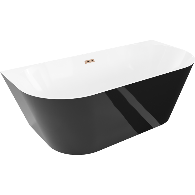 Mexen Oval Slim laisvai stovinti prie sienos 170 x 80 cm, balta/juoda, perpylimo rožinis auksas - 52661708075-60