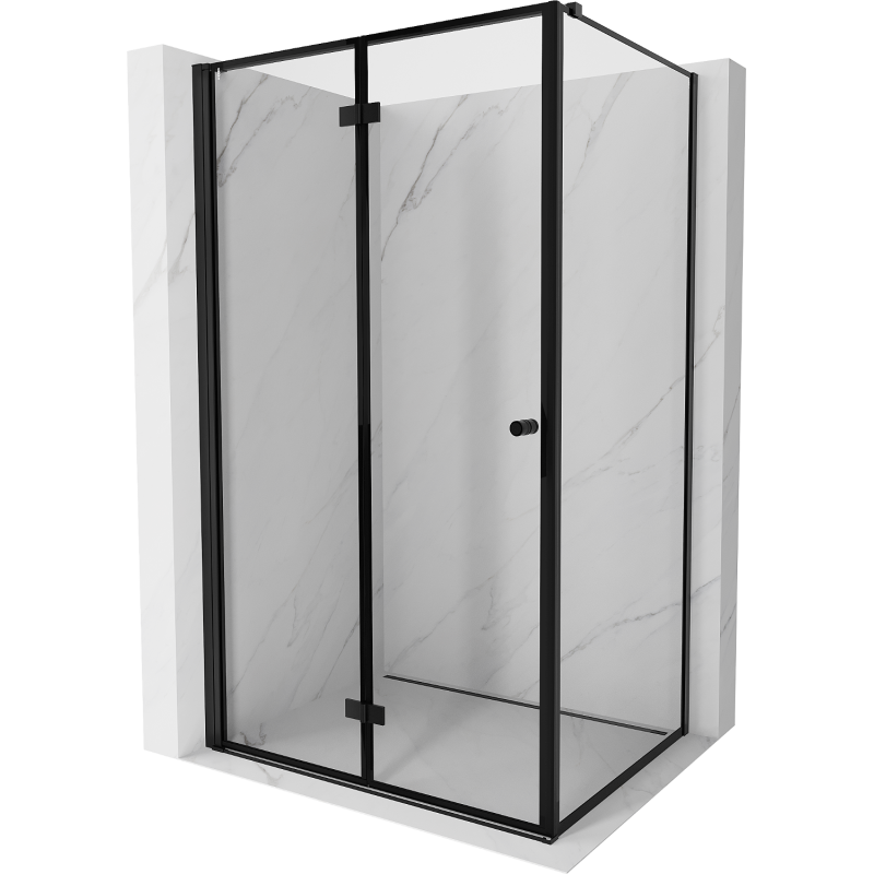 Sulankstoma kairioji dušo kabina Mexen Mist-F T 120 x 85 cm, juodas rėmelis, juoda - 8A6T-120-085-70-70-L