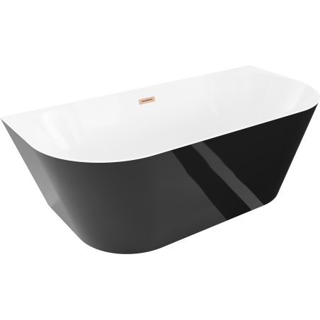 Mexen Oval Slim laisvai stovinti sieninė vonia 170 x 80 cm, balta/juoda, šlifuota vario perpylimo anga - 52661708075-65