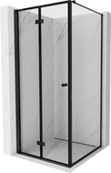 Mexen Mist-F sulankstoma dušo kabina, kairinė 90 x 90 cm, juodas rėmas, juoda - 8A6T-090-090-70-70-L