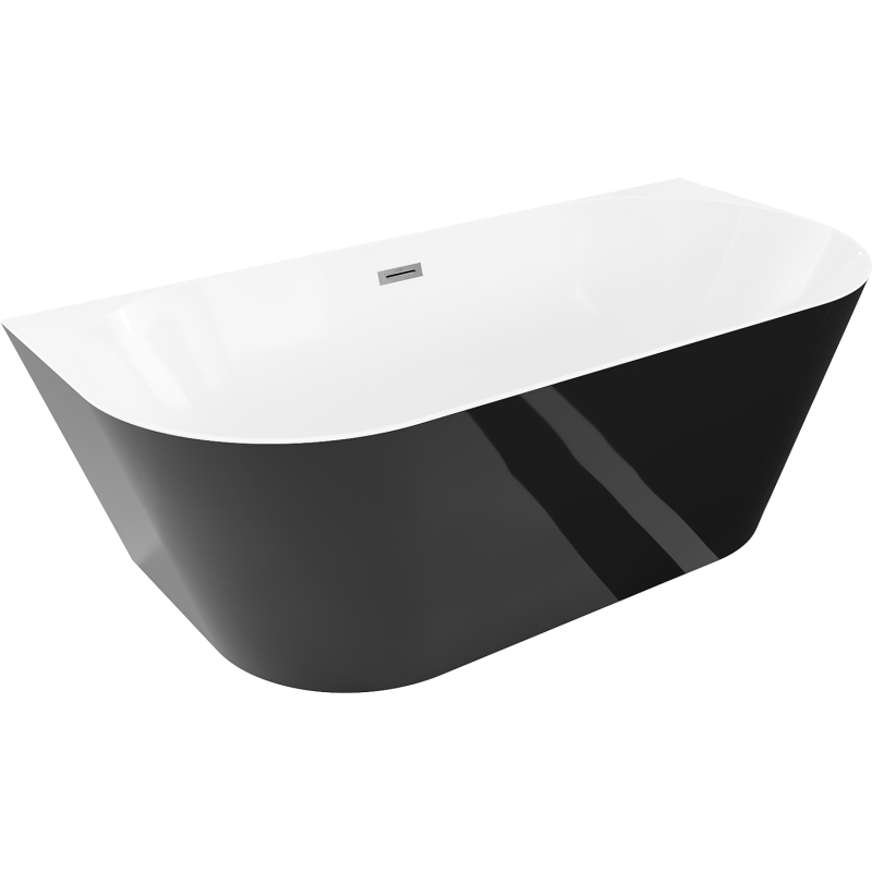 Mexen Oval Slim laisvai stovinti sieninė vonia 170 x 80 cm, balta/juoda, gun gray šlifuotas perteklius - 52661708075-66