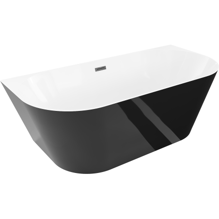 Mexen Oval Slim laisvai pastatoma praustuvė prie sienos 170 x 80 cm, balta/juoda, juodas perpildymas - 526817-70